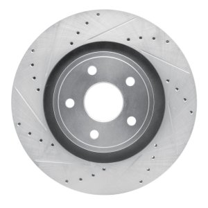 Jeep Grand Cherokee Brake Rotor (1) - Front Left - R1 Concepts - Drilled & Slotted - Silver - `06-`10